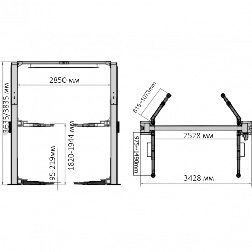 E240SAC Двухстоечный подъемник 4 т. с электрическими стопорами (Синий)