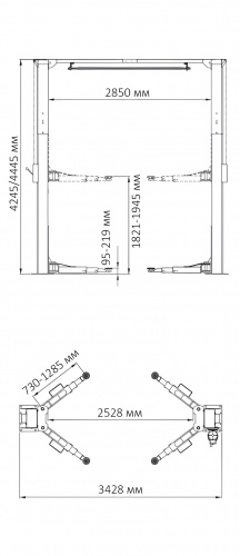 A240CHM (PEAK 209CH) Двухстоечный подъемник 4 т. (Серый)