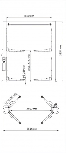 A245CM (PEAK 210C) Подъемник двухстоечный 4.5 т. (Серый)